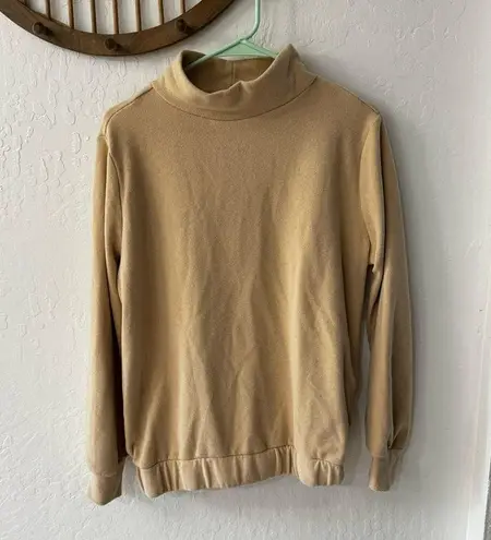 Dudley Stephens Tan Baldwin Mock Neck Terry Cloth Style Sweater XS