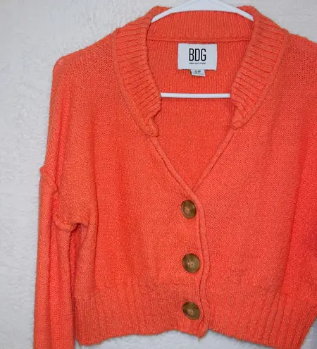 Urban Outfitters BDG Orange Cropped Button Front Flare Sleeve Cardigan