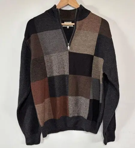 Alex Cannon Earthy Neutral Color Block Wool Blend 1/4 Zip Sweater Size M Brown Size M - Image 1