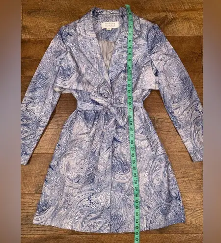 Badgley Mischka American Glamour Raincoat/Trenchcoat – Elegant Blue & Gray