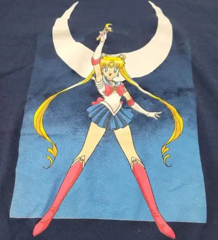 Sailor Moon Shirt Size Medium Animation Anime Cartoon Graphic Print T-Shirt Blue Unisex T-shirt