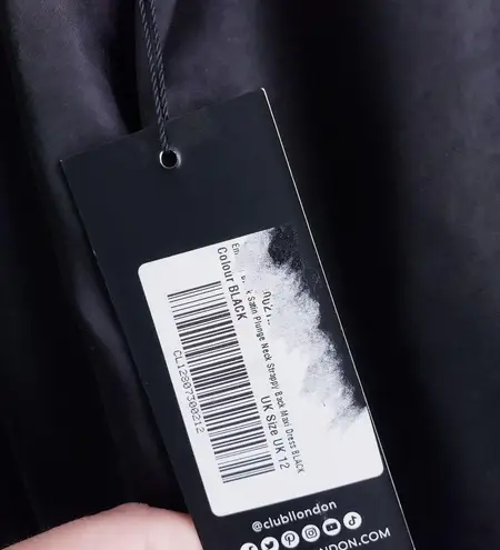 Club L London Emery Plunge Neck Strappy Satin Maxi Dress New With Tags Black Size 8