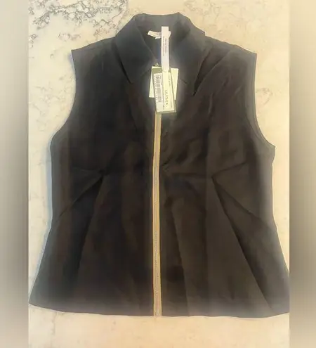 New Lilysilk Elegant 100% Mulberry Silk Black Satin Sleeveless Shirt Top Small