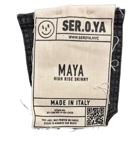 SER.O.YA Maya High Rise Skinny Jeans In Ash Raw Edge size 28 Black