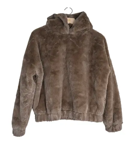 Truth by Republic Women's XS Faux Fur Hoodie Oversized Brown