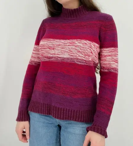 vintage y2k boho sunset sky striped mockneck sweater purple pink white size M Size M