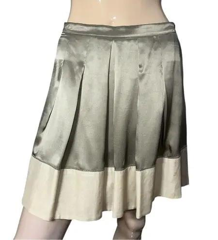 Reiss Women’s Size 12 Taupe Beige Silk Pleated Eris Mini Skirt