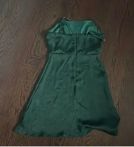 Dee Elly Green Silk Thin Strap Dress