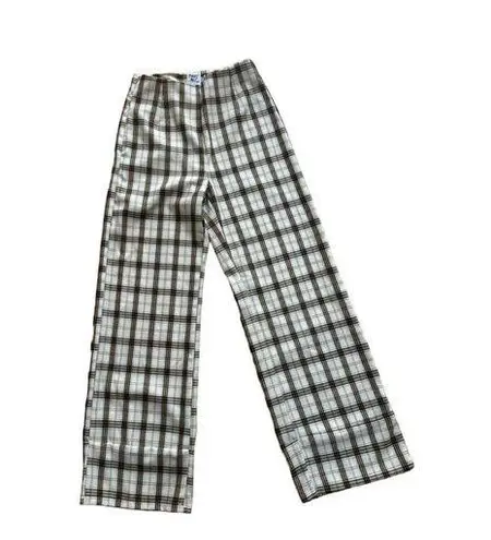 Princess Polly Vintage Plaid Wide-Leg Trousers Retro Chic  Size 2 Euro  Pants