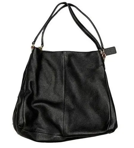 Coach  Madison Phoebe Black Pebbled Leather Shoulder Bag