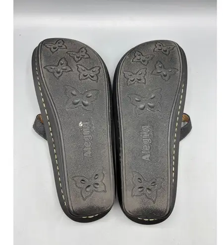 Alegria Shoes 38 Black Leather Rose Floral Mary Jane Clogs Comfort Shoes TUS-553