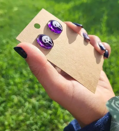 Scream Ghostface Halloween Resin Stud Earrings