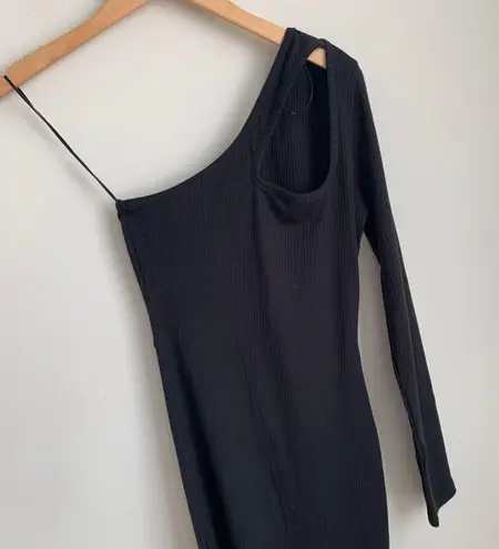 Melrose With Love Bria One Sleeve Ribbed knit Jumpsuit Black Small