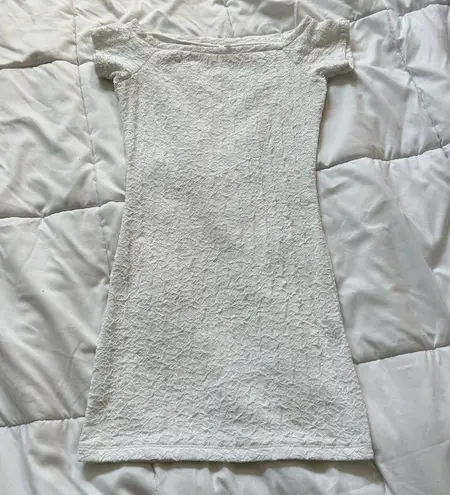 Arden B . Womens XS White Lace Dress Beach Wedding Mini Off The Shoulder Y2K 