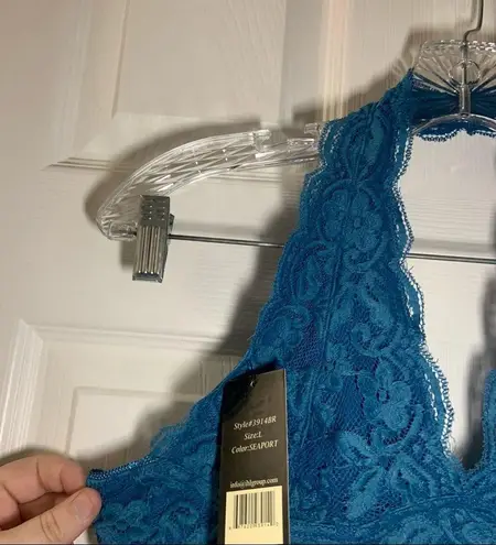French affair NWT Blue Lace Halter Neck Bralette size Large
