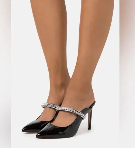 Kurt Geiger BLACK Duke Embellished High Heel Mules, Size EU 39 EXCELLENT!