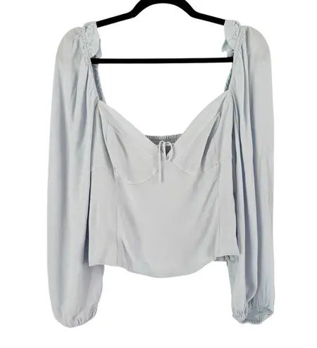 Wilfred Aritzia Novella Puff Sleeve Peasant Blouse Blue Sz XL