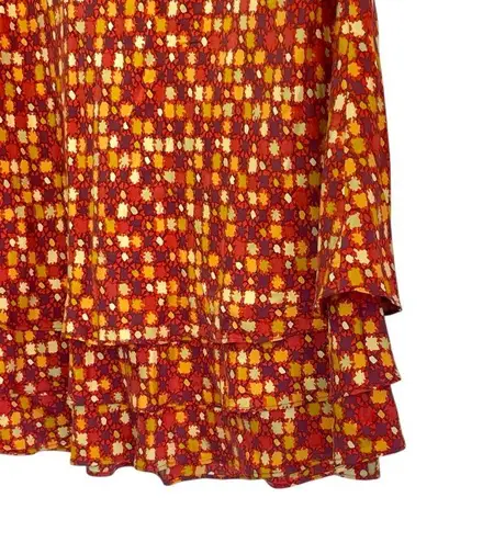 Sigrid Olsen Sigurd Olsen Silk Skirt Tiered Floral Print Burnt Orange Rust Size 12 Hand Wash