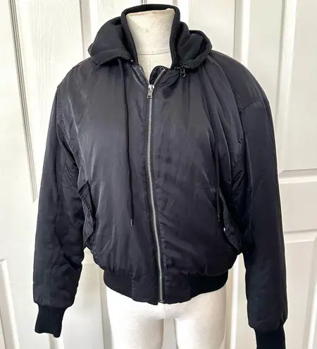 Silence + Noise  black zip jacket with removable hood - Image 1