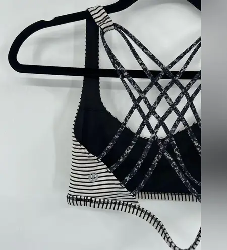 Lululemon 🦄 RARE!  Free To Be Wild Sports Bra Hyper Stripe Black Ghost Strappy 6