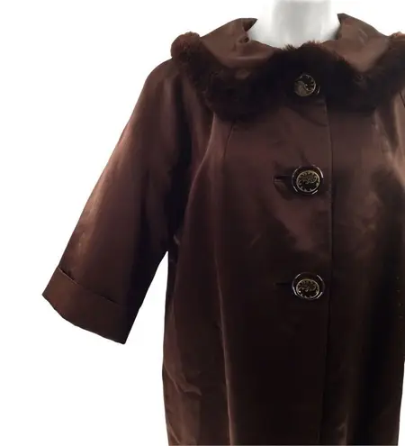 Vintage 1920s Art Deco Fur and Silk chocolate Brown Coat Size undefined