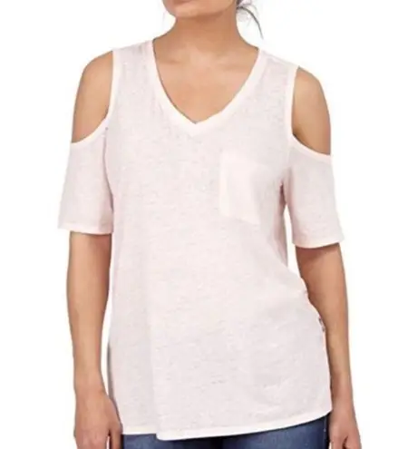 Seven7 S Veil Rose Solid Cold Shoulder Pocket Tee