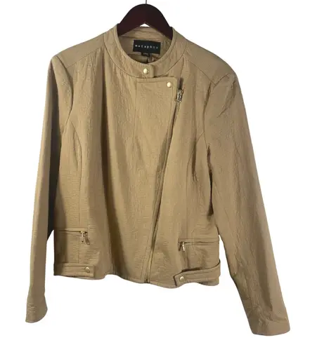 Metaphor Textured Tan Moto Biker Jacket Women's Zipper Neutral Size XL