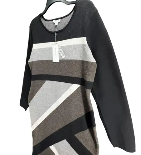 Katherine Barclay Dress Womens Large Knit Sweater Geometric Striped Career NWT