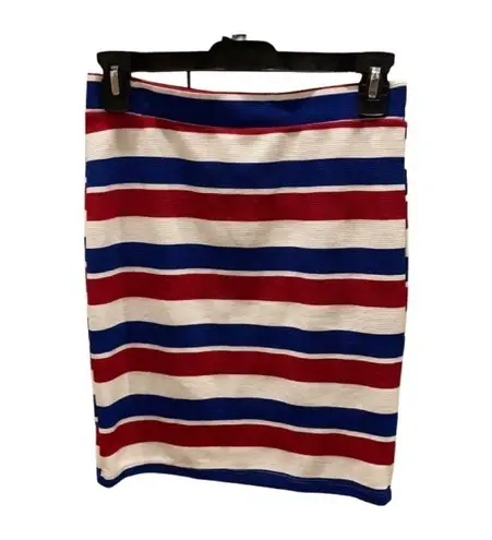 Must Have Skirt Sz S Fitted‎ Ribbed Bodycon New Red White Blue Pull On