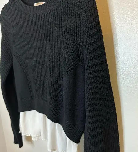 Forever 21  Black Sweater with White Mock Shirt Size Medium