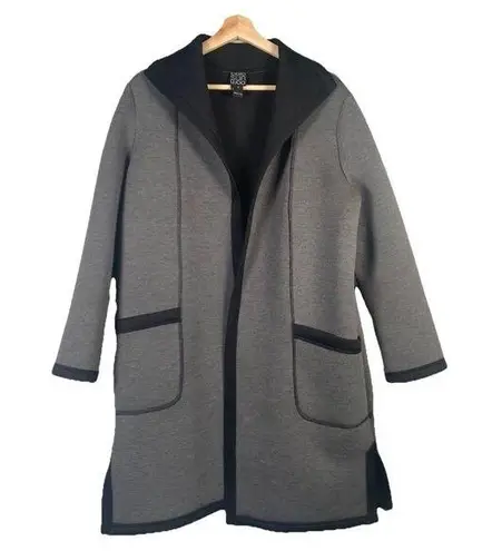 Clara Sun Woo Coat Size S Gray Black Cardigan Jacket Minimalist Scuba Open Front