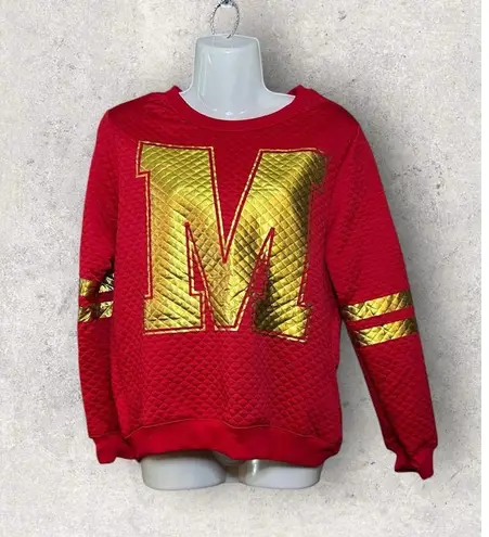 Love Brand Women's Size Medium Foil Print M Quilted Sweatshirt Red NEW