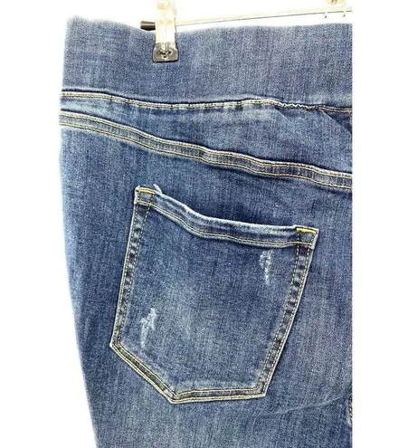 Lane Bryant  High Rise Pull-On Denim Jean‎ Jeggings Size 16 Distressed Raw Hem