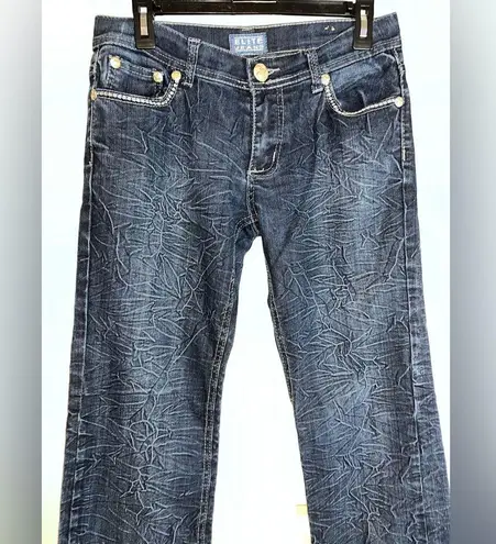 Elite Jeans Women's Denim Junior Size 5/6 Midi Stretch Medium Wash Y2K Wrinkled