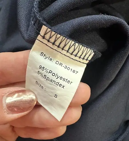 Pink Martini Navy Drape Neck Dress with Pockets Size Small