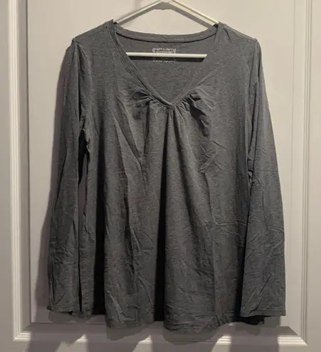 Motherhood Maternity  Pregnant Charcoal Gray V-Neck L/S Blouse Size XL EUC #4860