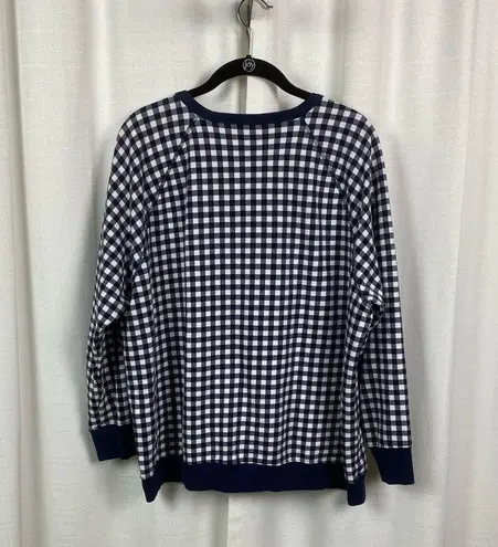 Draper James Navy Blue Gingham Natalie Sweatshirt Sz.1X