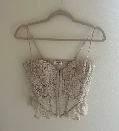 Lace Corset Top Tan Size M