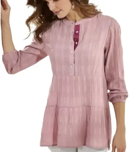 Soft Surroundings Gloria Gauze Long Tunic Top - Lilac XS EUC