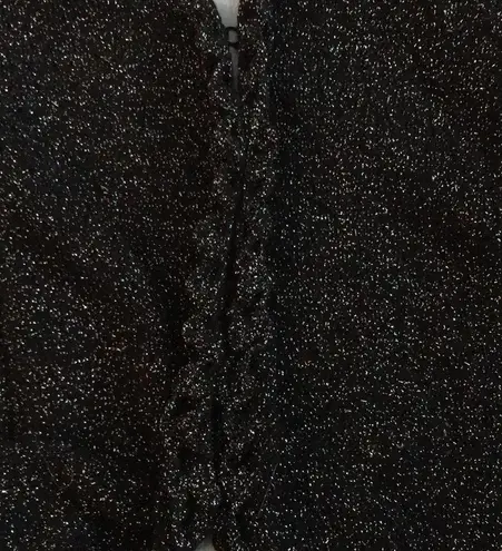 Vintage black and rainbow sparkle knit and crochet black cardigan size L Size L