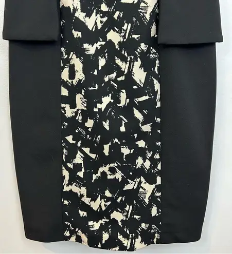 London Times Black & White Abstract Peplum Pencil Shift Dress Size 6