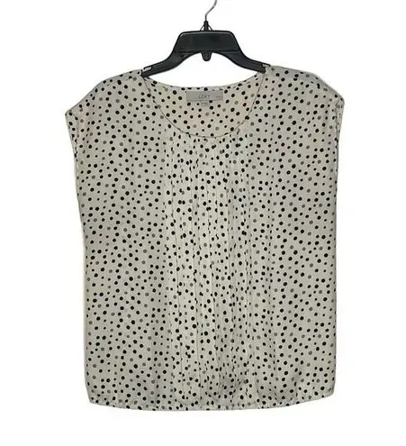 Ann Taylor LOFT Petites Sleeveless Top Size MP Light Yellow Black Gray Splotches
