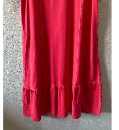 LOGO By Lori Goldstein LOGO Lori Goldstein Pink Cotton Modal Split Neck Relaxed Fit Dress Sz S