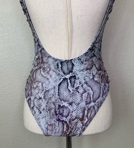 Tinibikini Snakeskin Deep V-neck Lace Up Onepiece Swimsuit