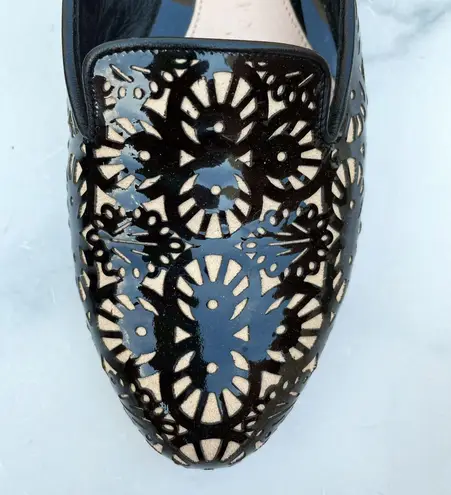 Alexander McQueen laser cut patent leather loafers flats smoking slipper IT 35