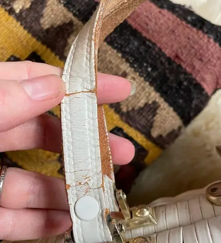 1970s vintage wicker purse handbag wooden accents leather handle