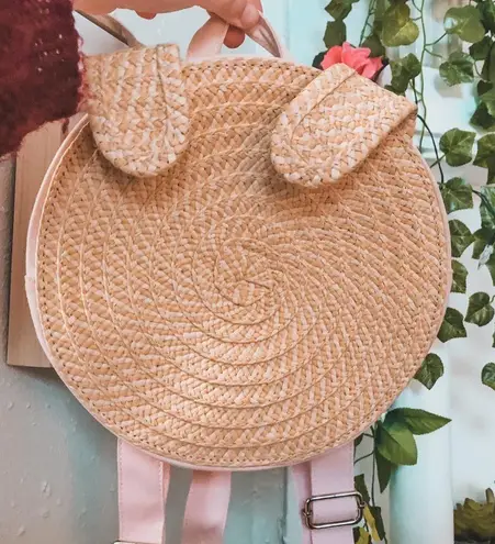 Woven Circle Backpack with Bunny Ears Multiple