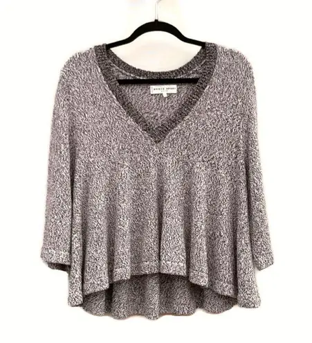 Apiece Apart Cropped Swing Neutral V-Neck Marled Sweater Medium