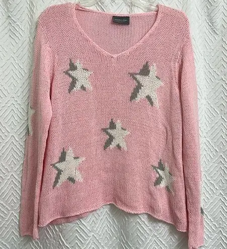 Wooden Ships  Pink Gray White Star Sweater Size S/M