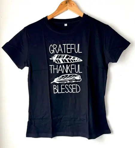 Grateful Thankful Blessed Shirt, Large Black